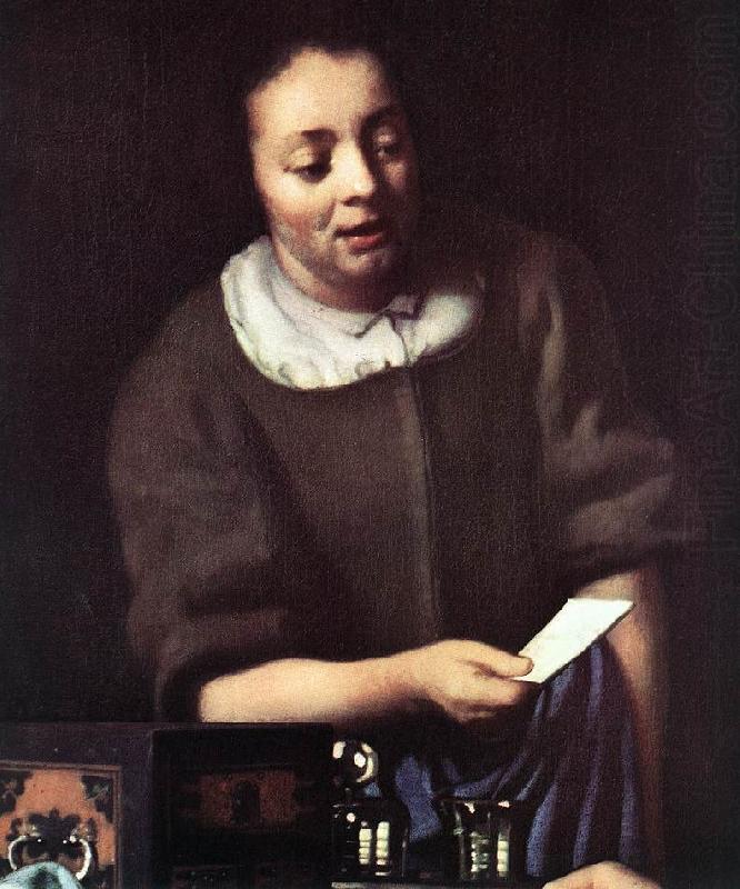 VERMEER VAN DELFT, Jan Lady with Her Maidservant Holding a Letter (detail)er china oil painting image